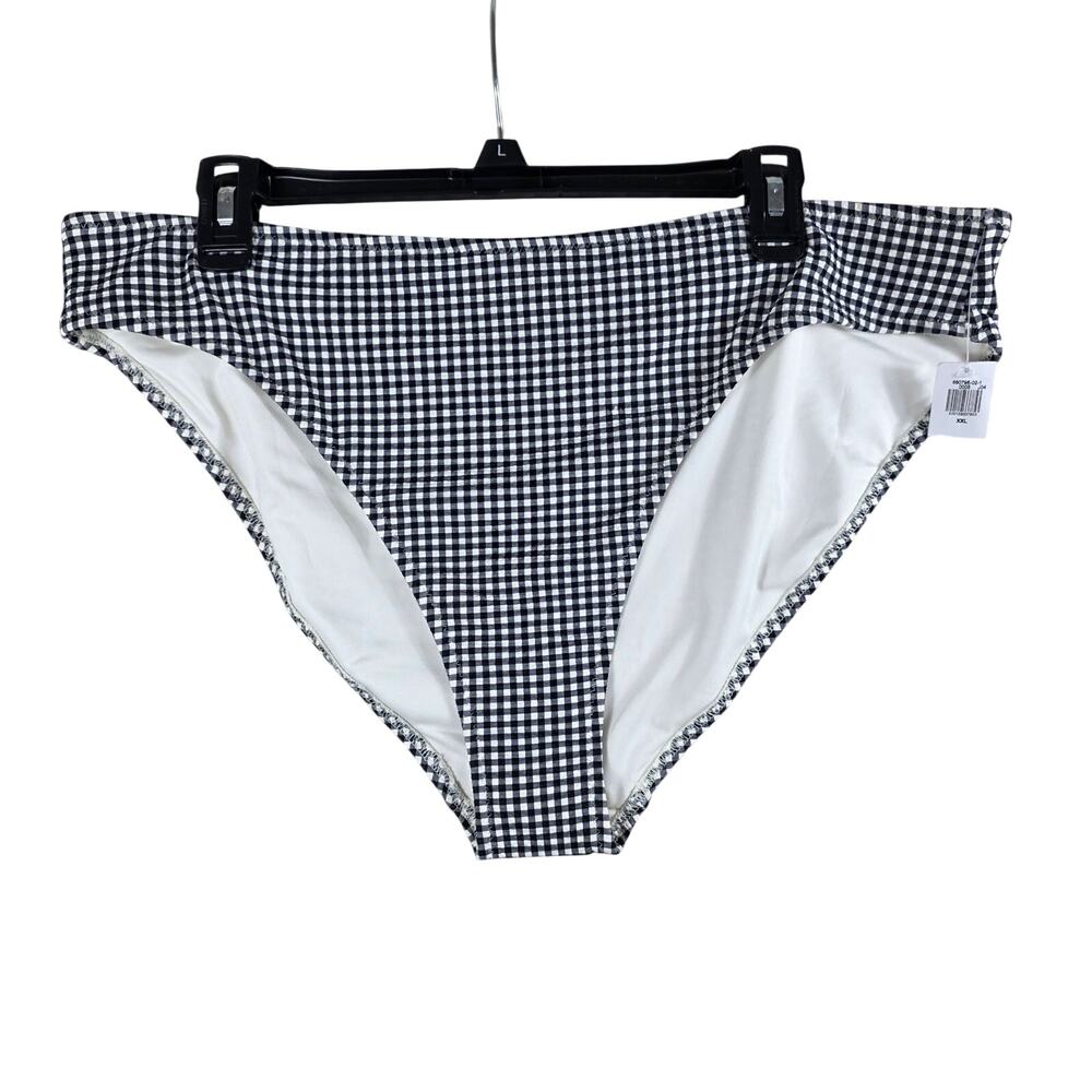 NWT Old Navy Bikini Bottom Women XXL Black White Gingham Stretch Swim Casual
